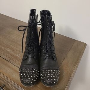 Black Studded Combat Boots